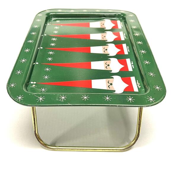 VTG Holt Howard Atomic Snowman Christmas Serving Tray TV Dinner Legs Green Rare - Picture 3 of 15